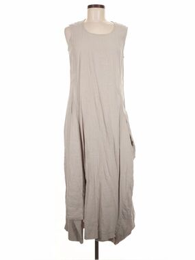 RUNDHOLZ BLACK LABEL Avant Garde Lagenlook Linen Oatmeal Taupe Dress Medium VGUC